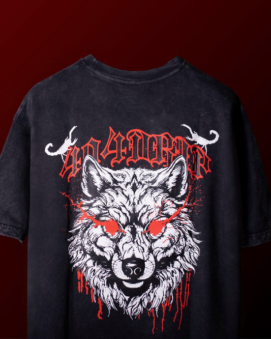 Blood Wolf” Acid Wash Tee