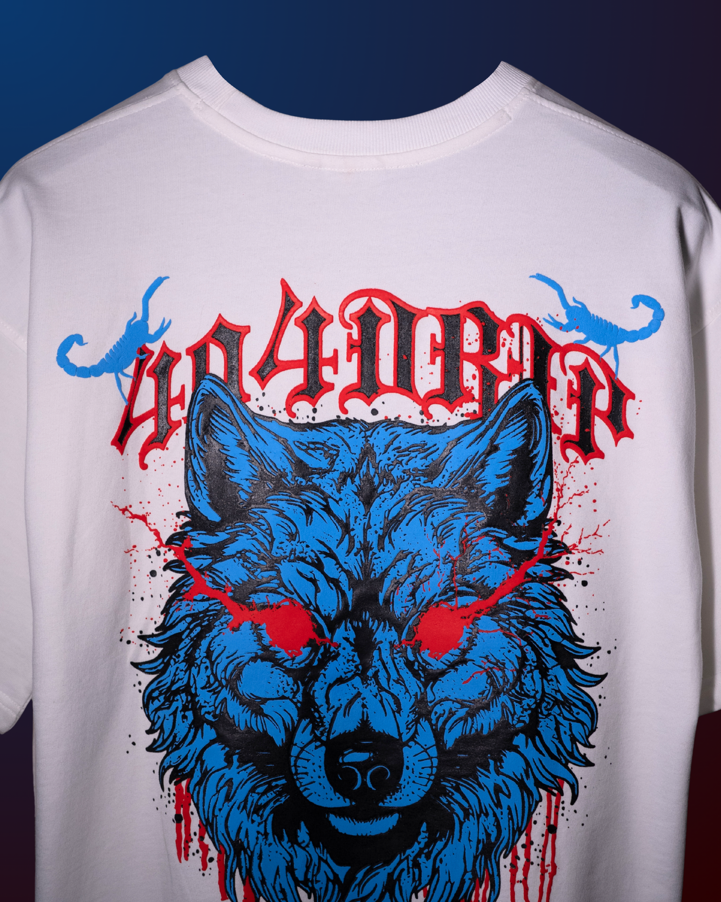 Blood Wolf” Oversized Tee – White Edition