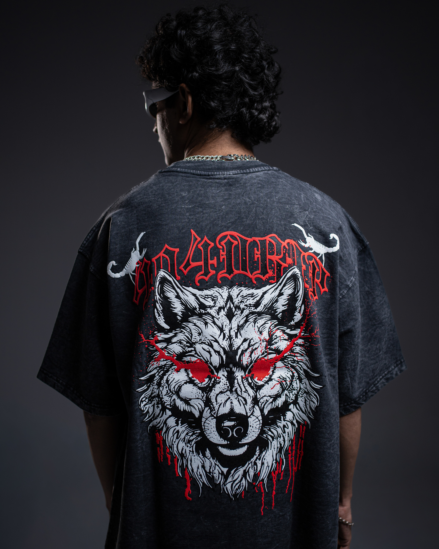 Blood Wolf” Acid Wash Tee