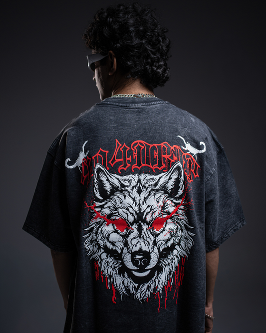 Blood Wolf” Acid Wash Tee